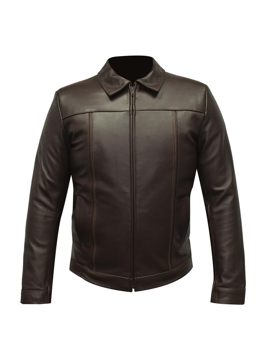 Chamarra casual de piel con bolsillos para hombre 3