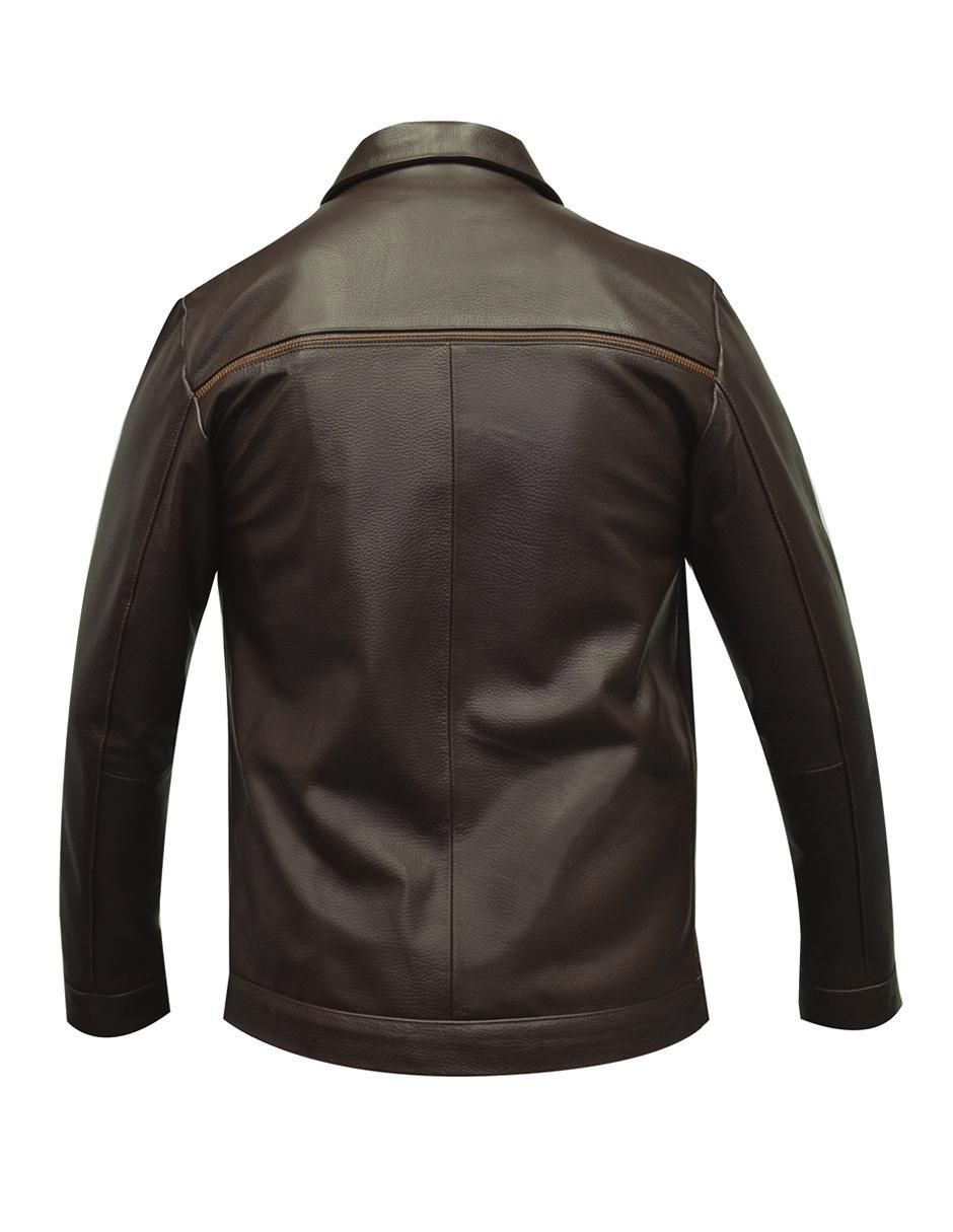 Chamarra casual de piel con bolsillos para hombre 2