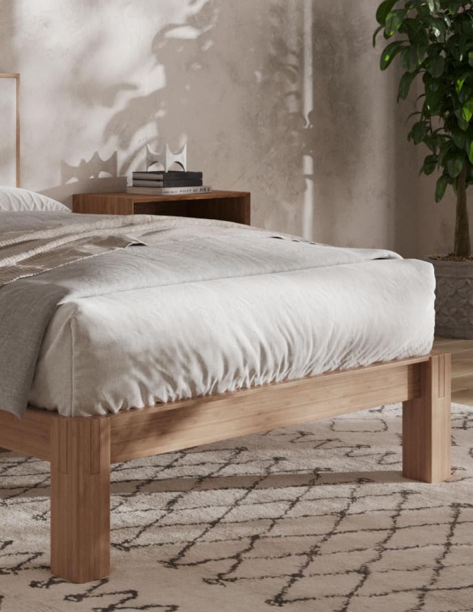 Base para cama de madera roble