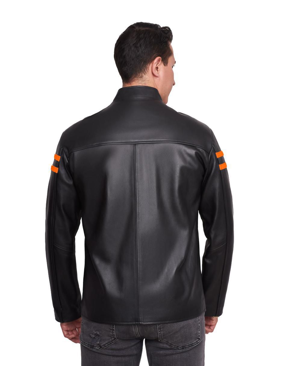 Chamarra para motociclista Gerhel de piel con bolsillos para hombre