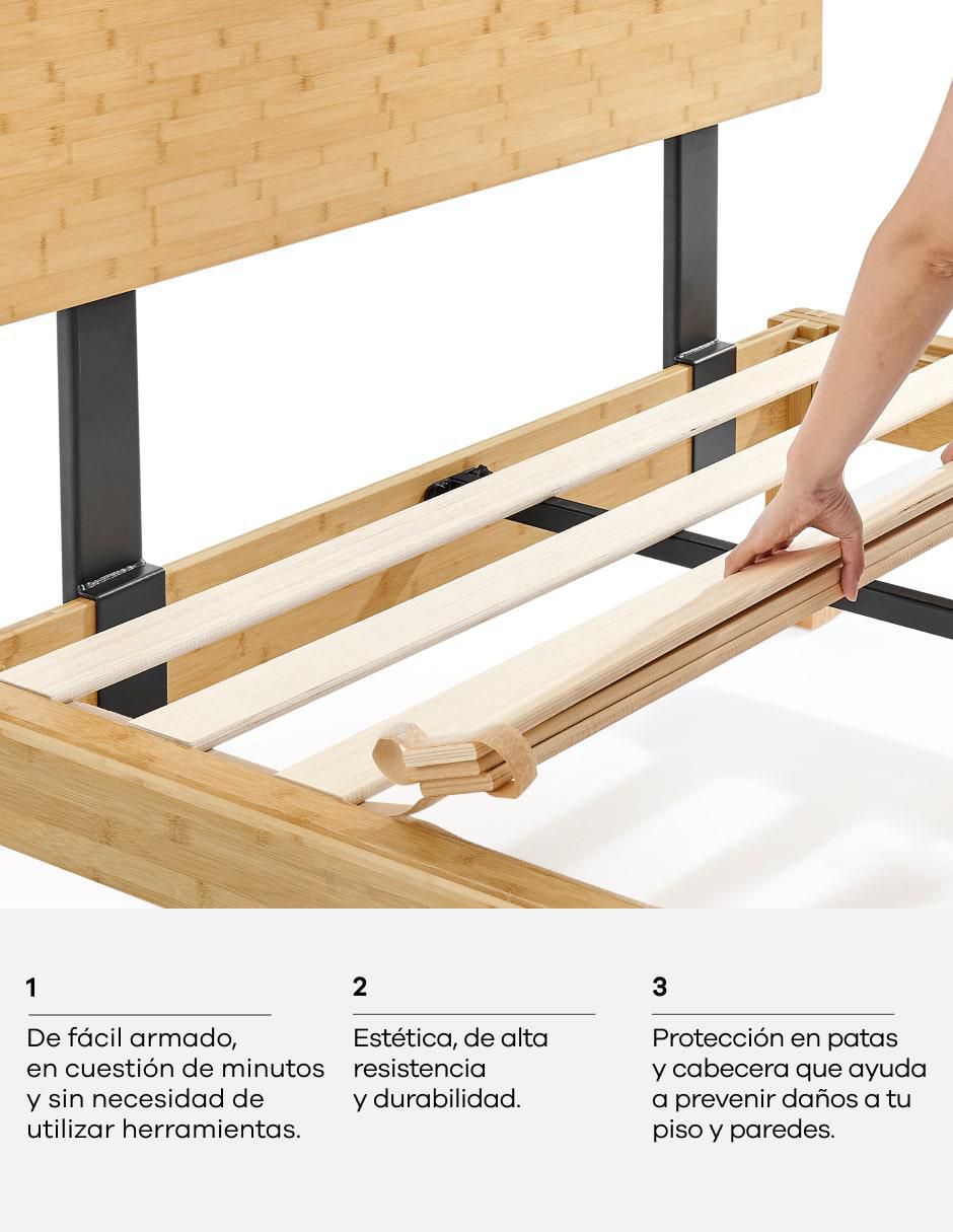 Base para cama Mix & Match de madera roble