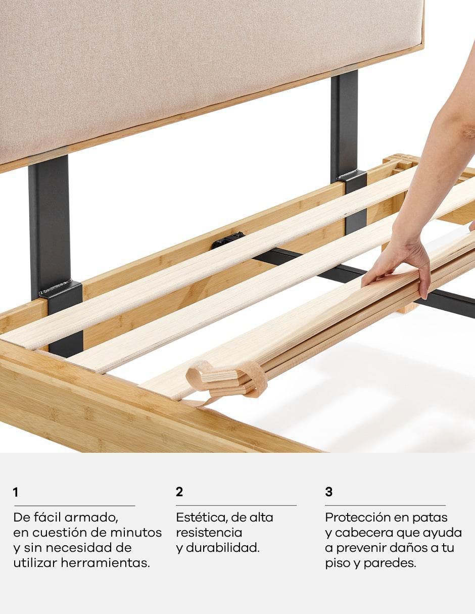 Base para cama Mix & Match de madera roble