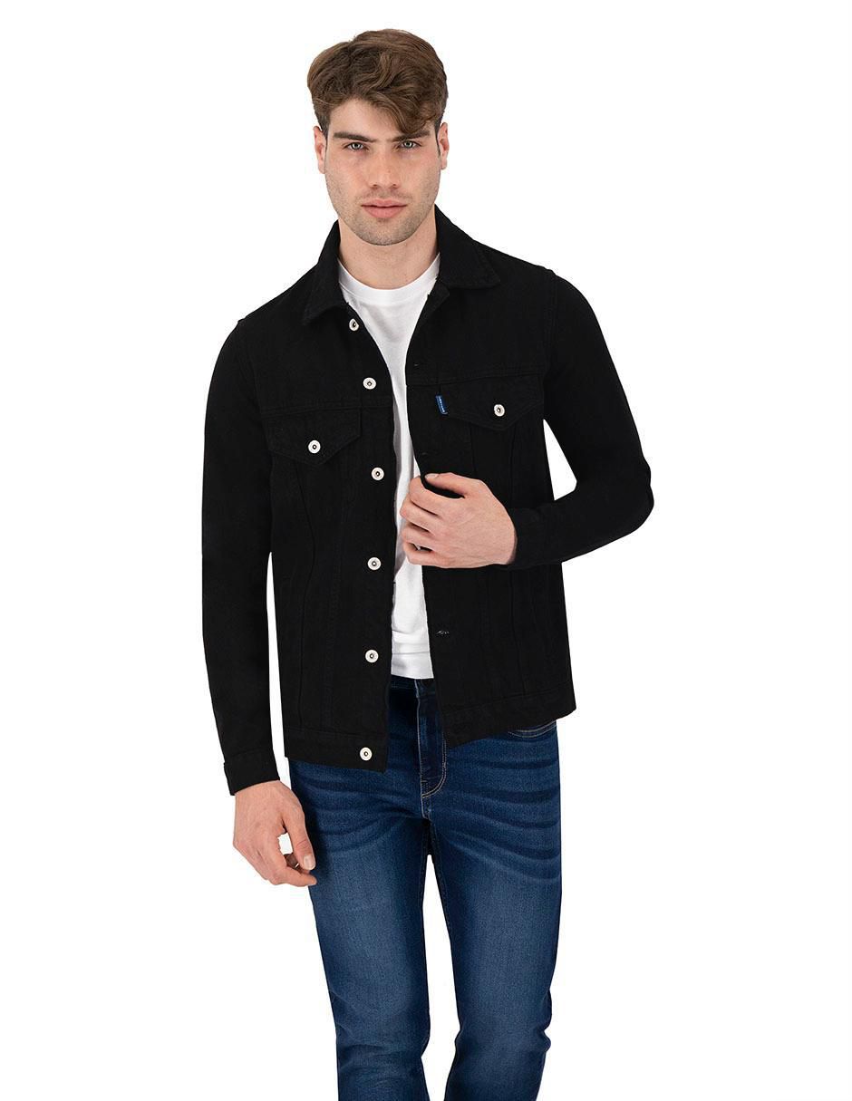 Chamarra denim de mezclilla con bolsillos para hombre Chamarra denim de mezclilla con bolsillos para hombre