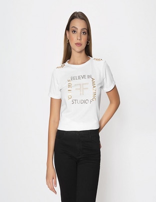 Blusa Studio F manga corta para mujer