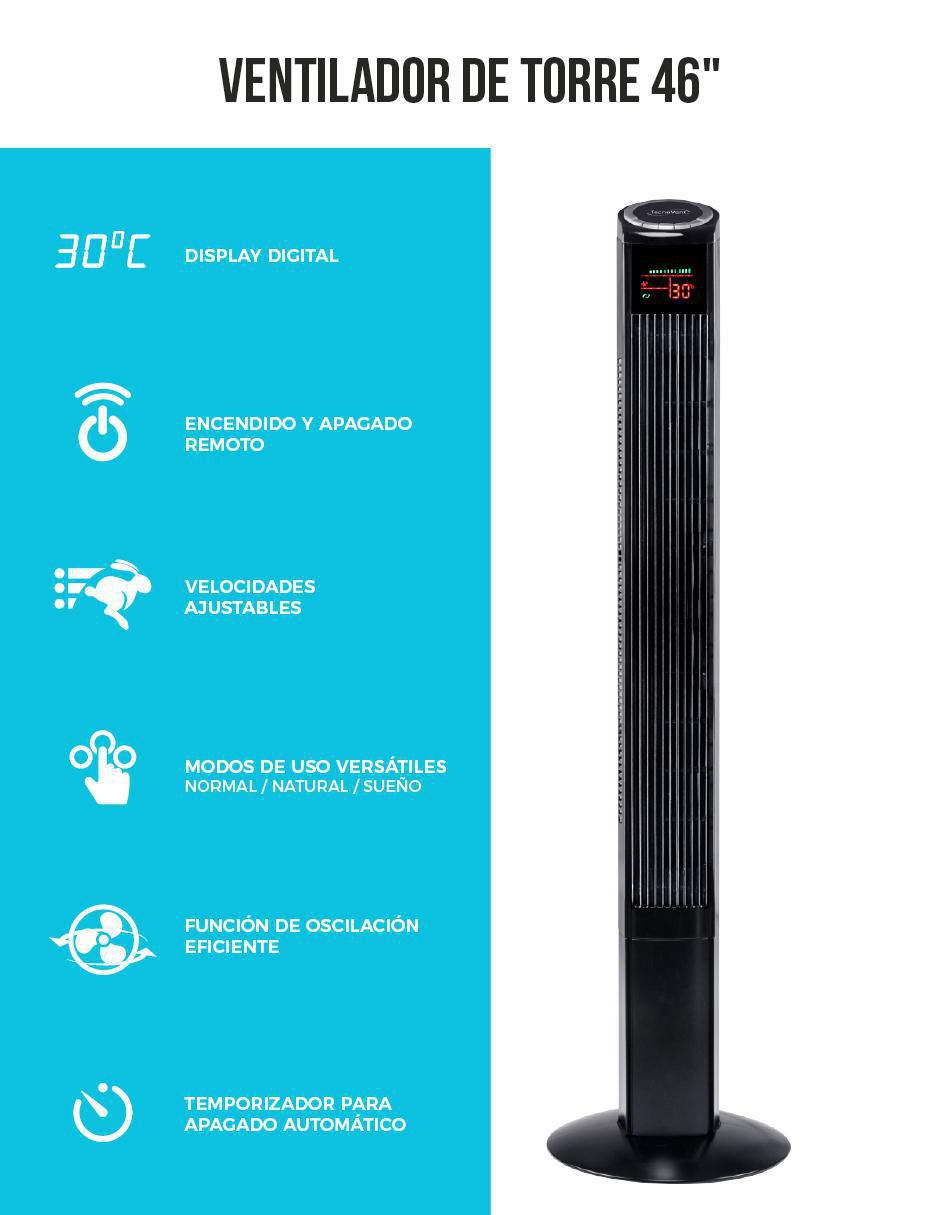 VENTILADOR DE TORRE VENT-T46 TE, NEGROT 6