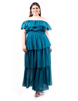 Vestido largo de fiesta escote Bardot