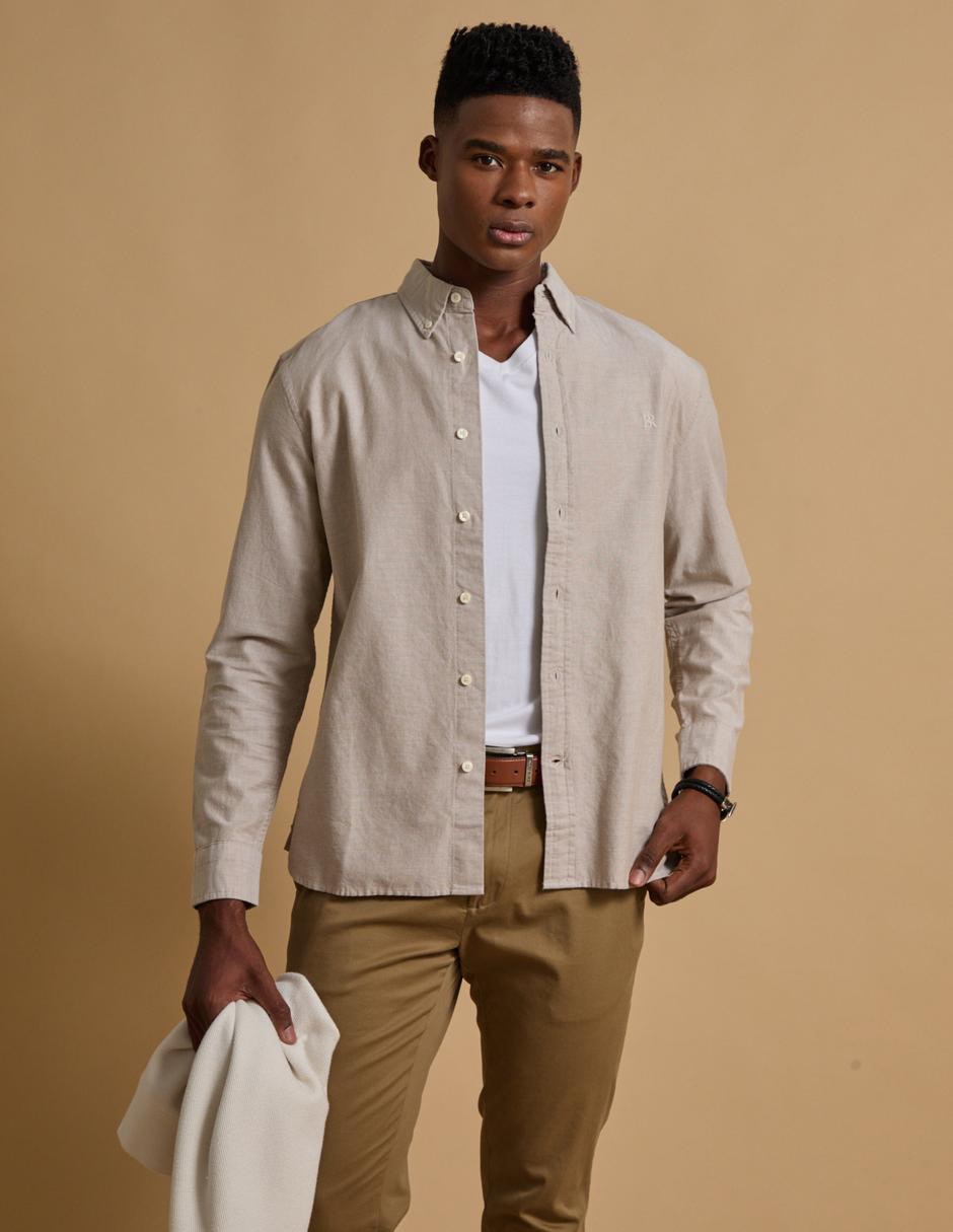 Camisa de vestir de algodón manga larga para hombre 1