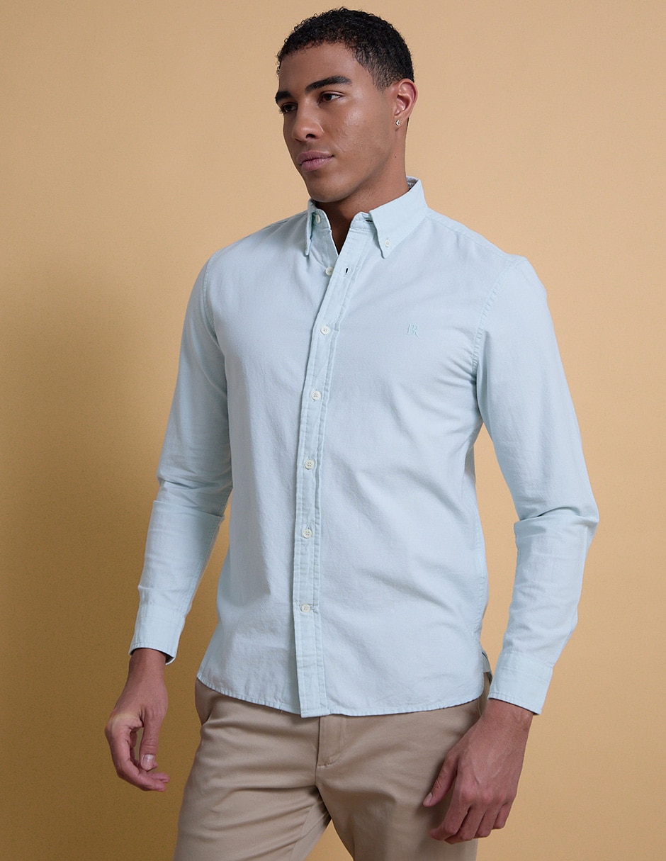 Camisa de vestir de algodón manga larga para hombre