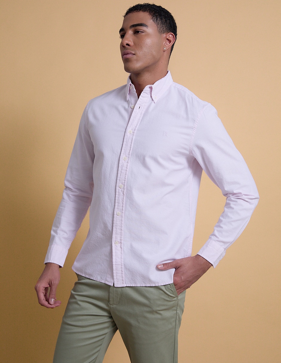 Camisa de vestir de algodón manga larga para hombre