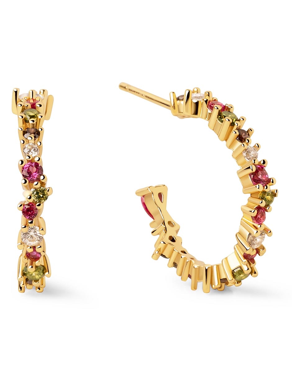 Aretes redondos de plata 18 K