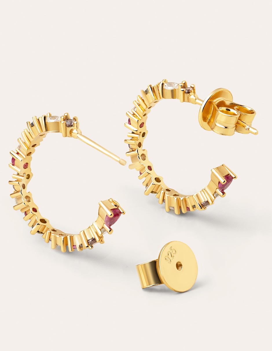 Aretes redondos de plata 18 K 2