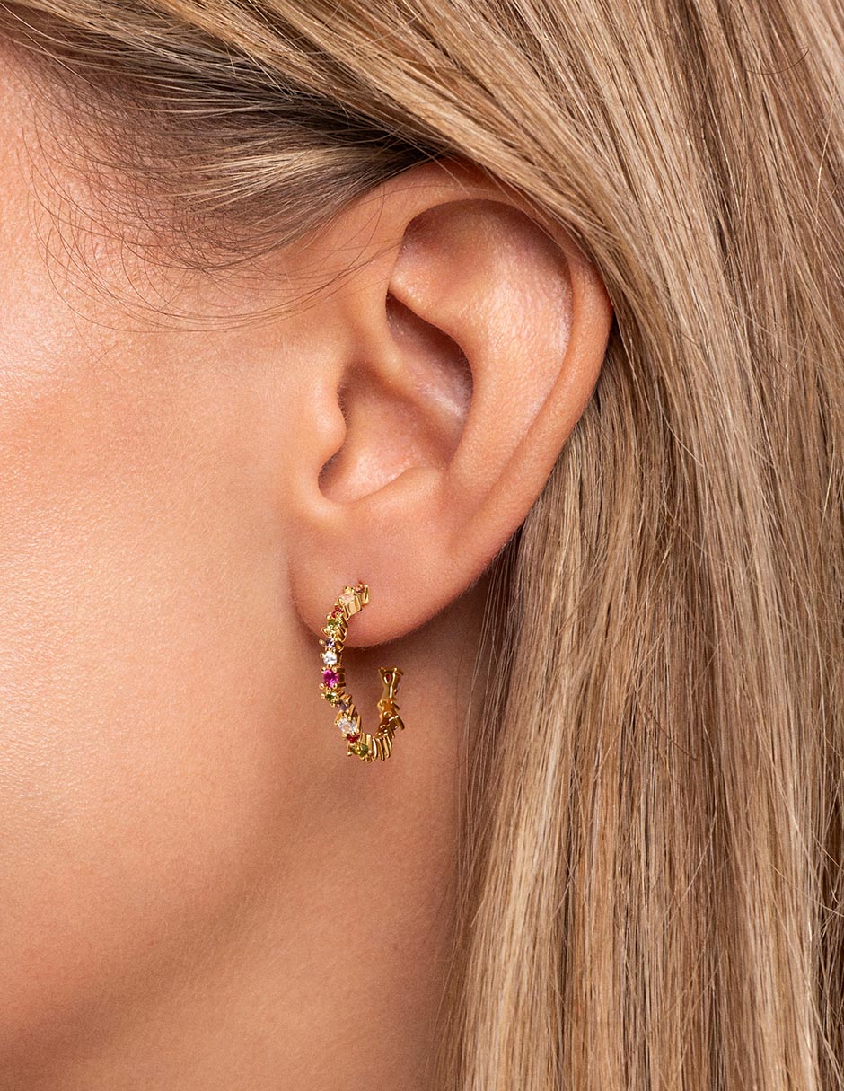 Aretes redondos de plata 18 K 3