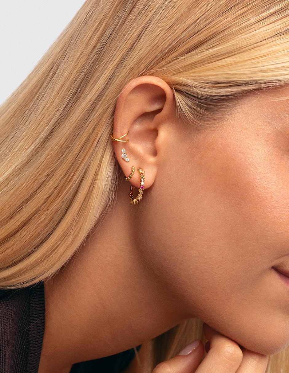Aretes redondos de plata 18 K 4