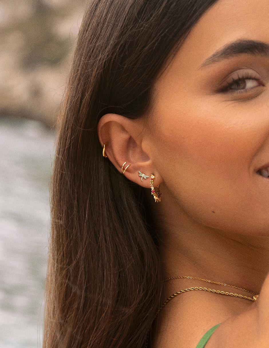 Aretes redondos de plata 18 K 7