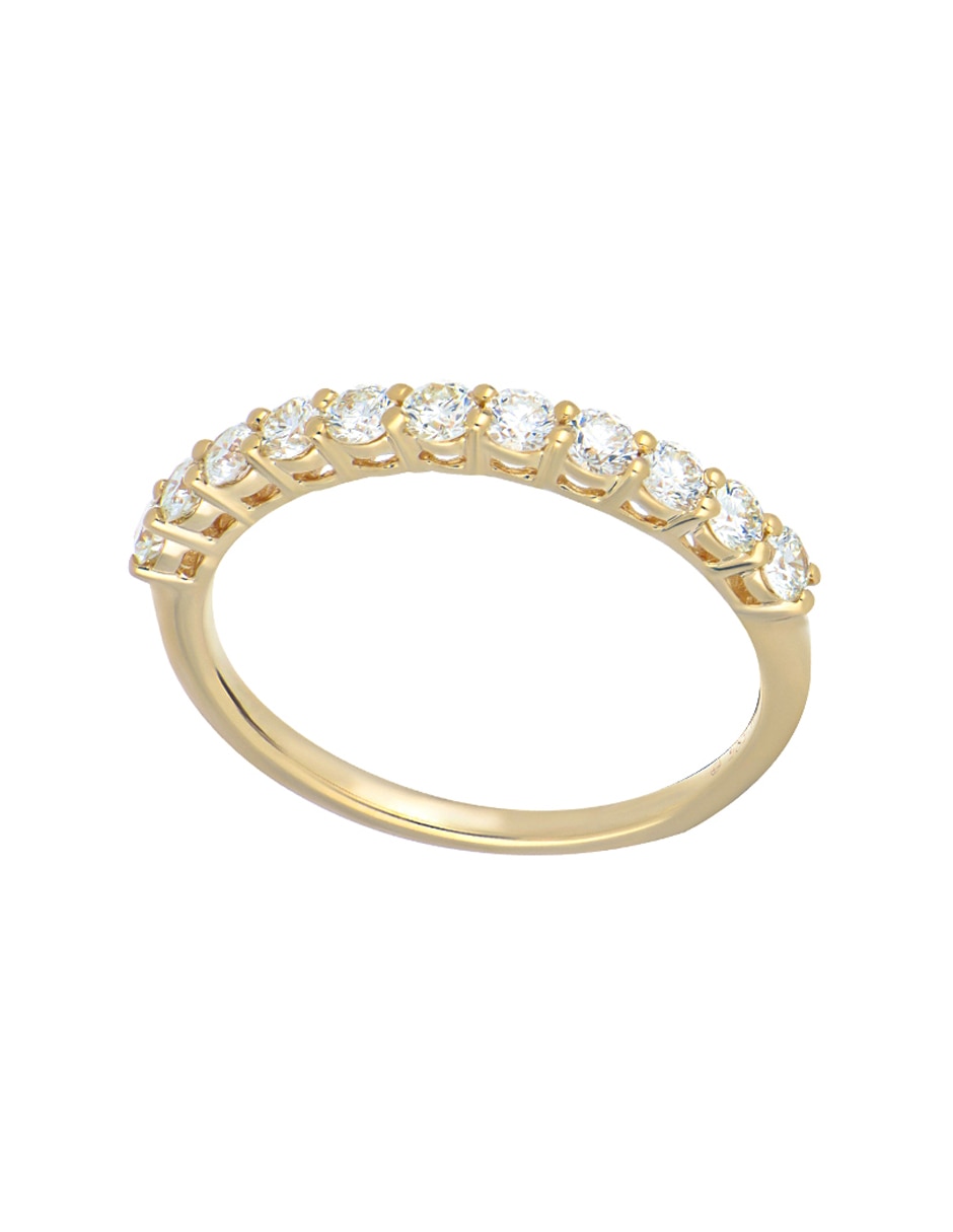 Anillo redondo Ever For You 14 k de oro amarillo diamante pavé 3
