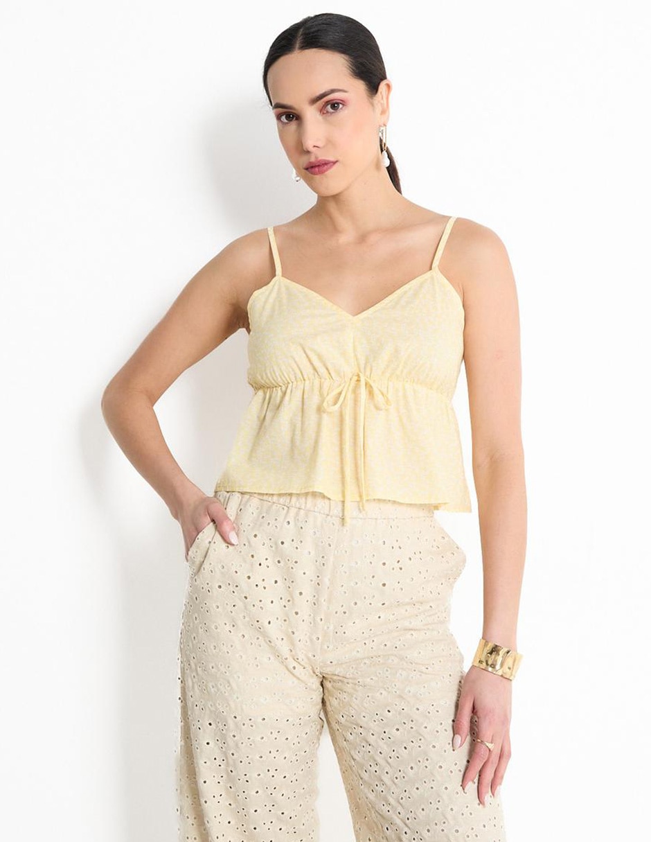 Top escote v tirante ajustable