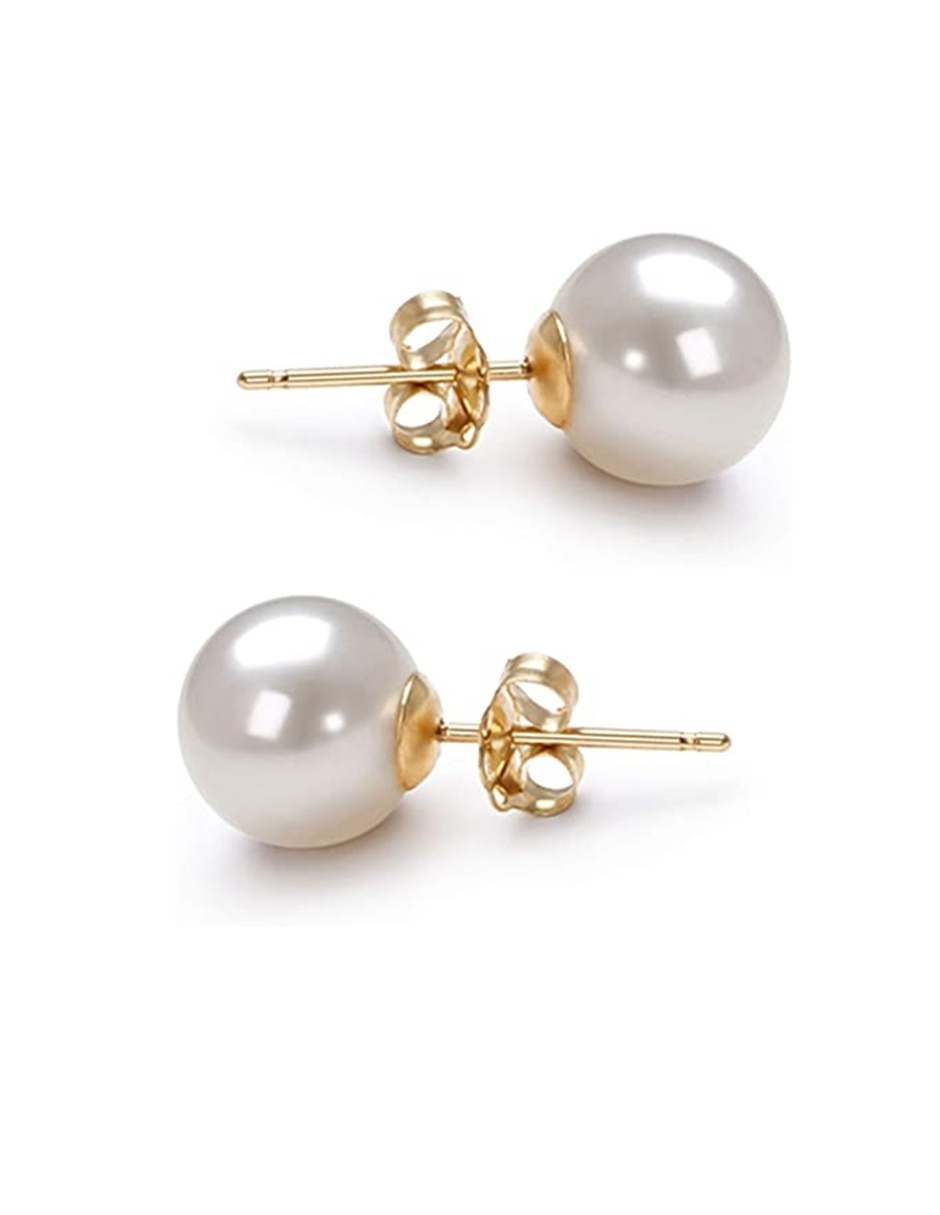 Broqueles de esfera de oro 14 k perla