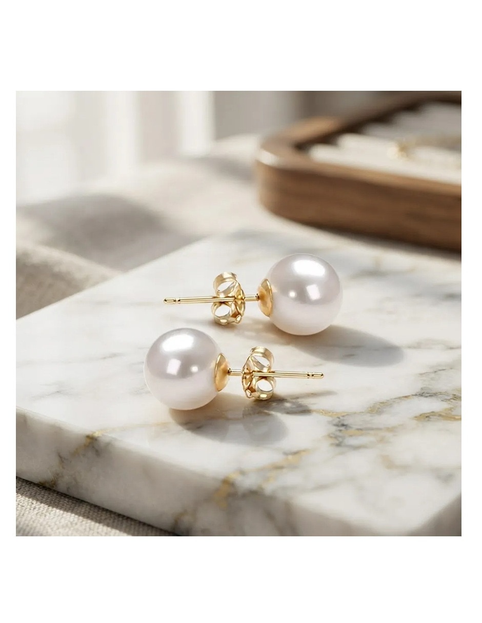 Broqueles de esfera de oro 14 k perla 5