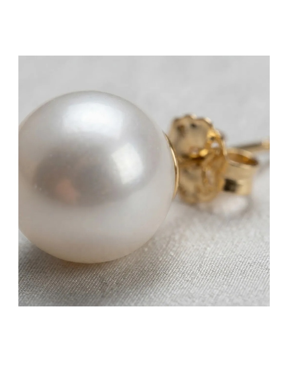 Broqueles de esfera de oro 14 k perla
