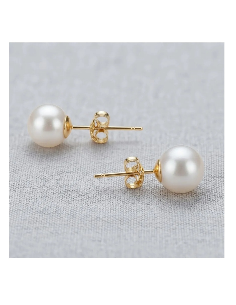 Broqueles de esfera de oro 14 k perla 8