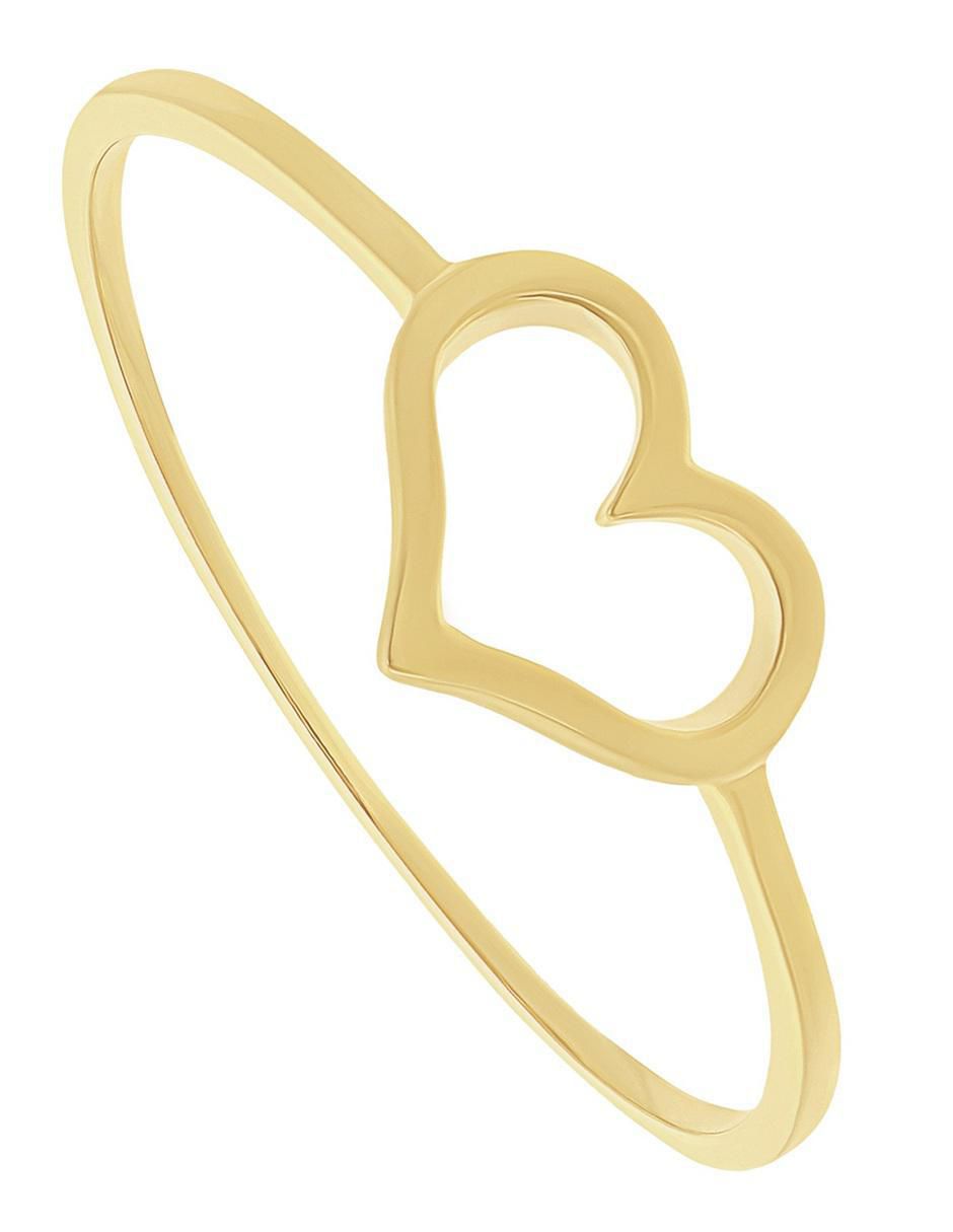 Anillo de corazón 10 k de oro pulido