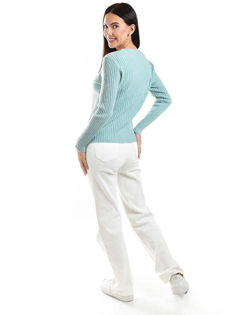 Suéter cuello V para mujer 4