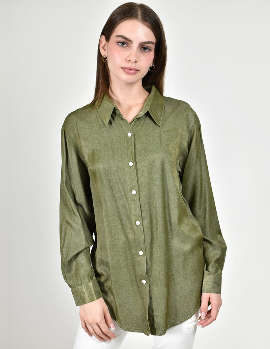 Blusa camisera Roman Fashion manga larga para mujer