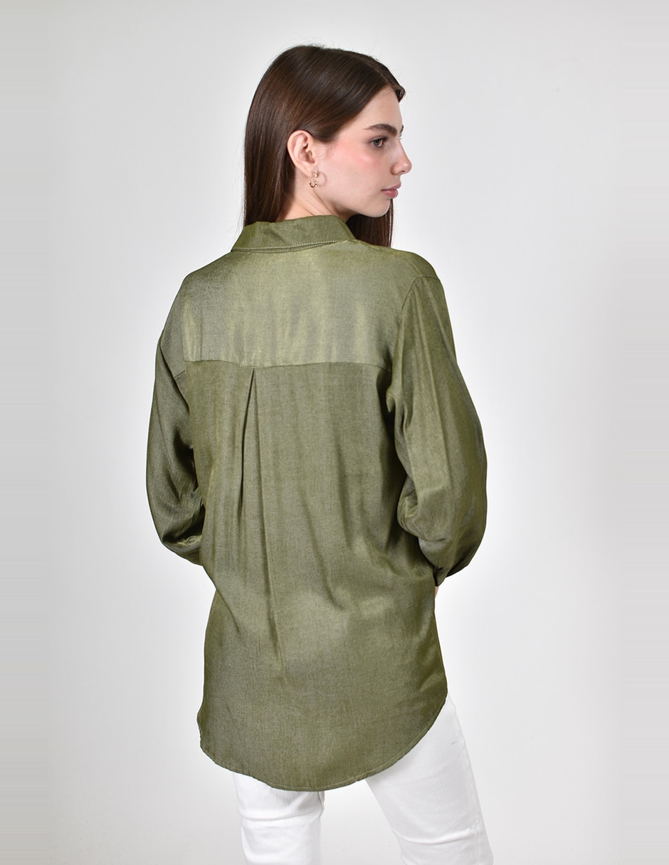 Blusa camisera Roman Fashion manga larga para mujer