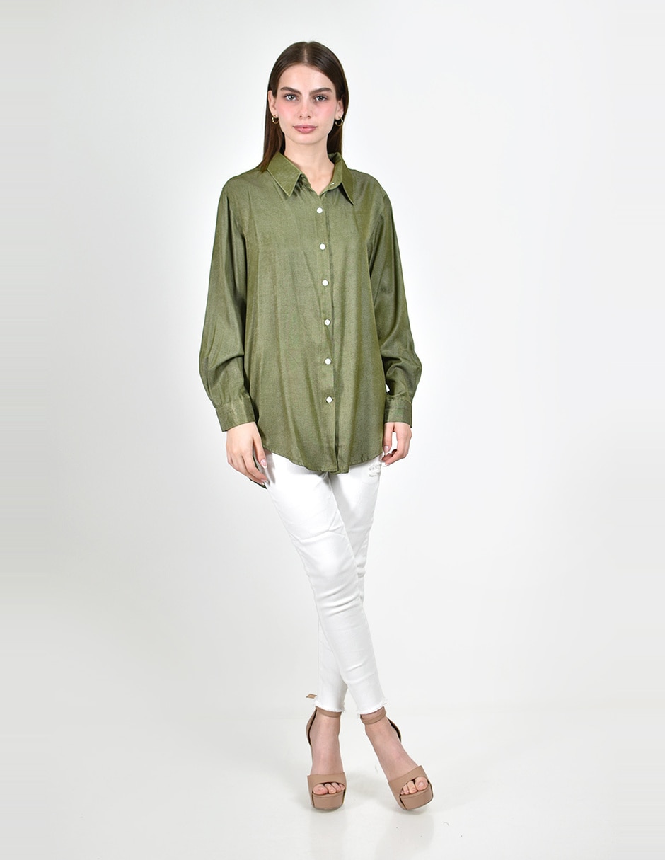 Blusa camisera Roman Fashion manga larga para mujer