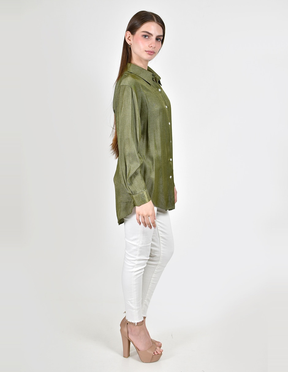 Blusa camisera Roman Fashion manga larga para mujer