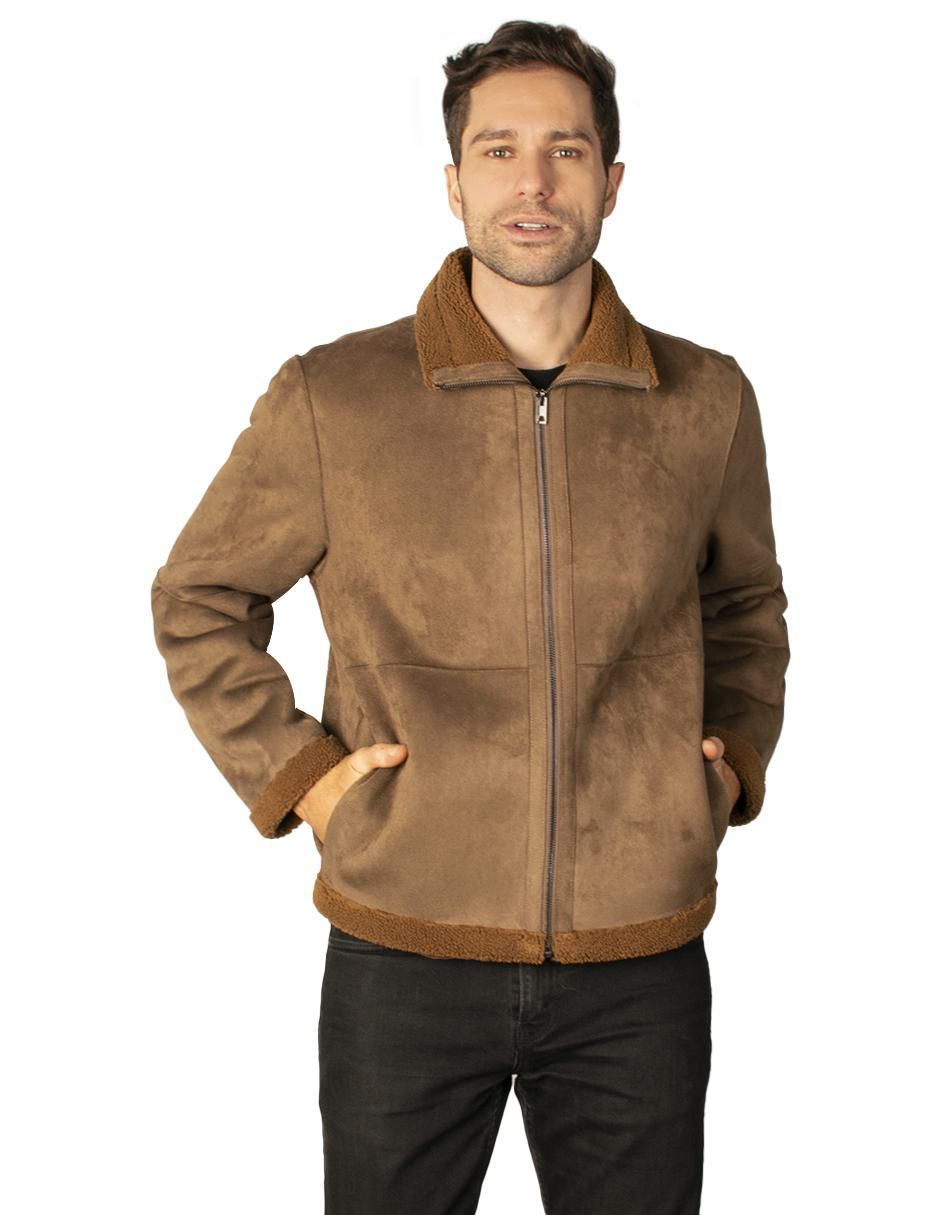 Chamarra casual de gamuza con bolsillos para hombre