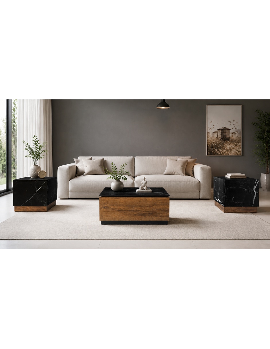 Juego de mesas para sala de madera 3 piezas 6