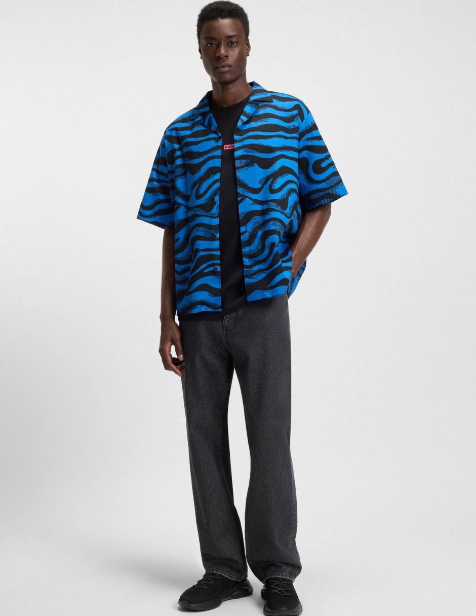 Camisa casual de algodón manga corta para hombre