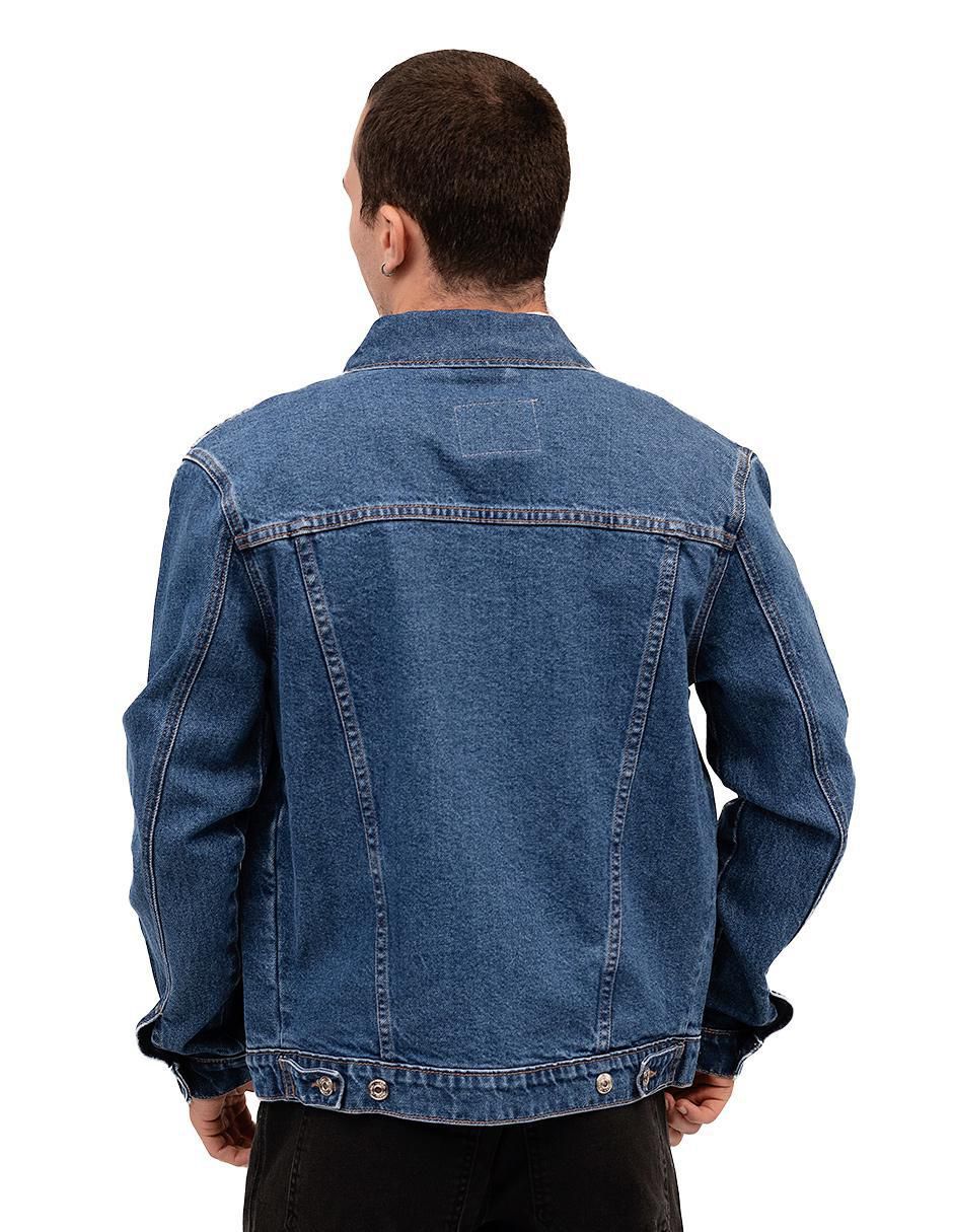 Chamarra cazadora de mezclilla con bolsillos para hombre 2