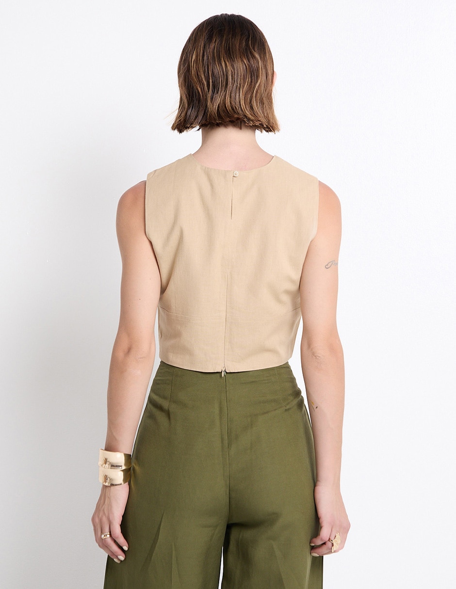 Top cuello redondo