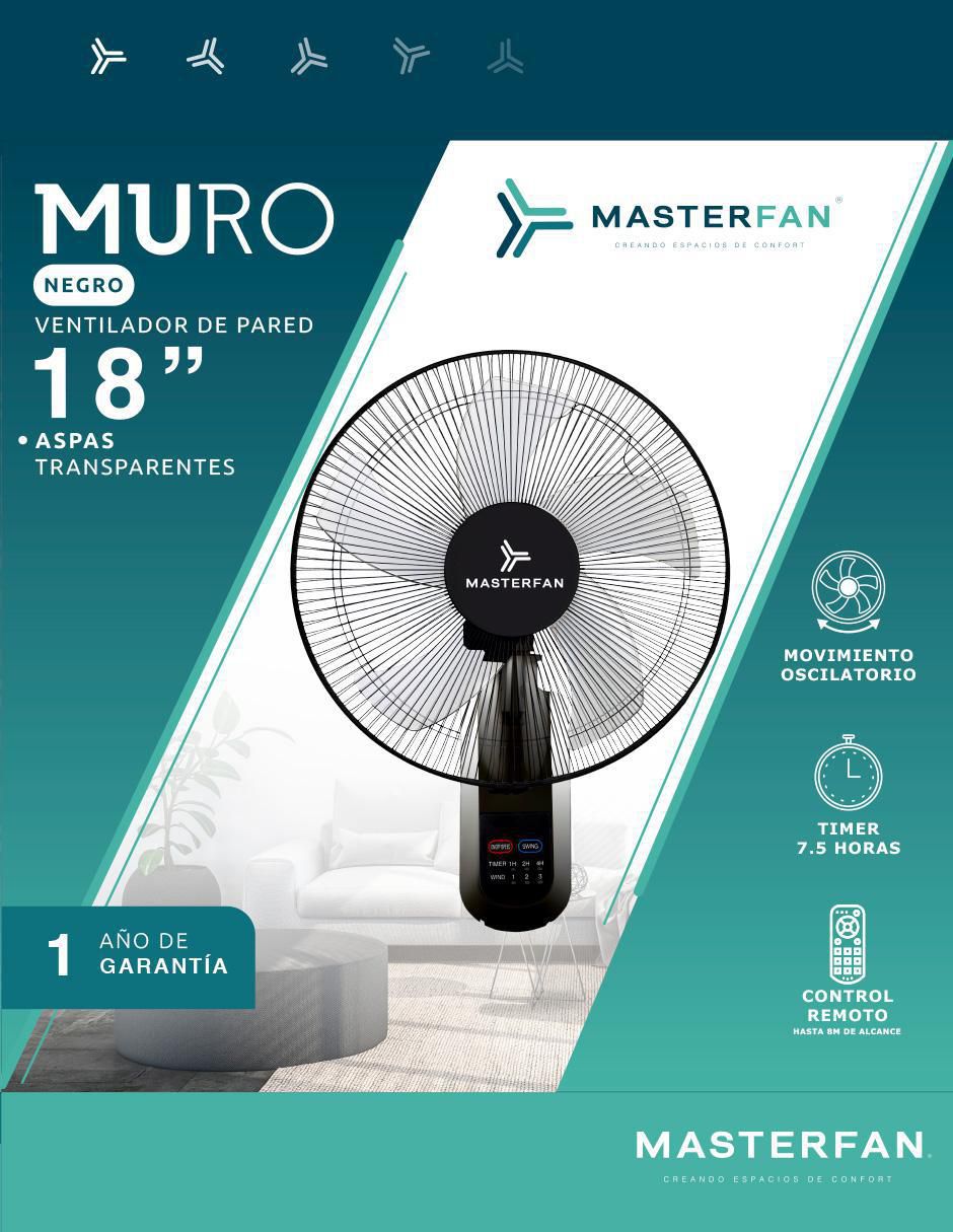 VENTILADOR MURO NEGRO , NEGRO 4