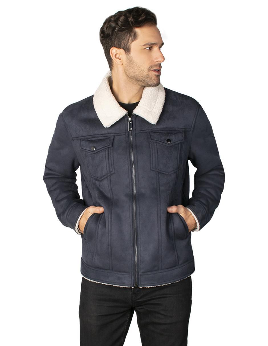 Chamarra casual de gamuza con bolsillos para hombre