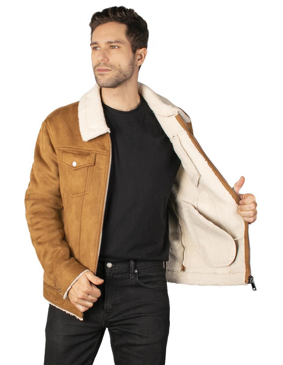 Chamarra casual de gamuza con bolsillos para hombre 2