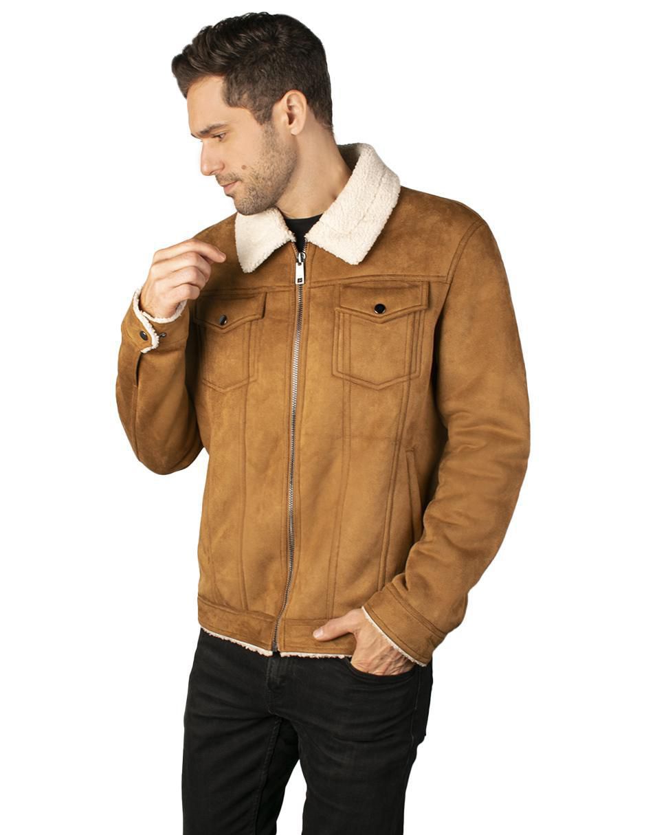 Chamarra casual de gamuza con bolsillos para hombre 4