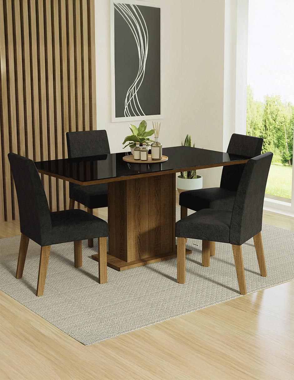 Comedor Avril Madesa para 4 personas de cristal