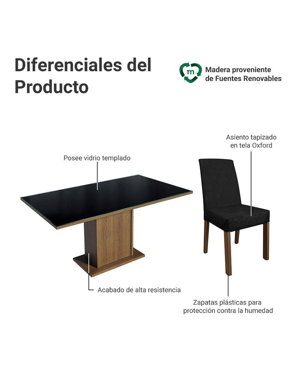 Comedor Avril Madesa para 4 personas de cristal