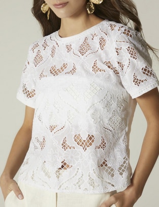 Blusa Studio F manga corta para mujer