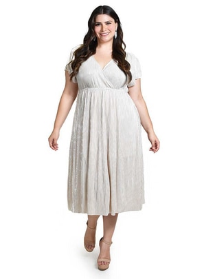 Vestido midi de fiesta escote V