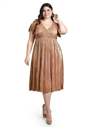 Vestido midi de fiesta escote V