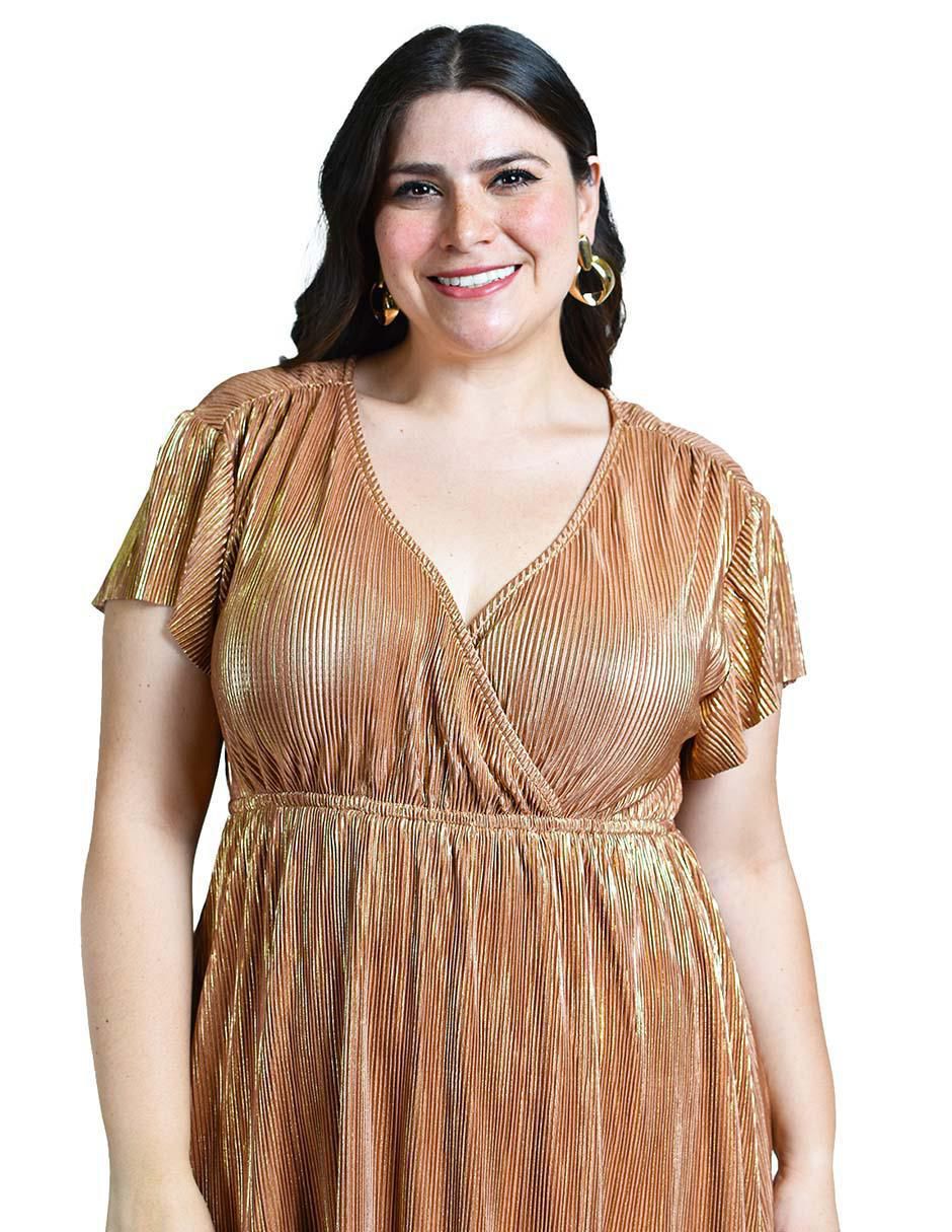 Vestido midi de fiesta escote V