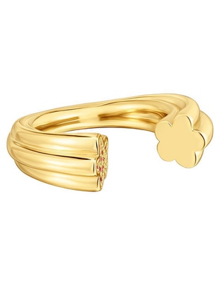 Anillo redondo 1950 de plata P 925 rodolita baño de oro
