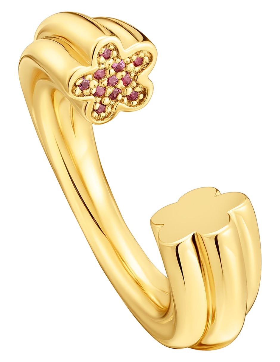 Anillo redondo 1950 de plata P 925 rodolita baño de oro 2