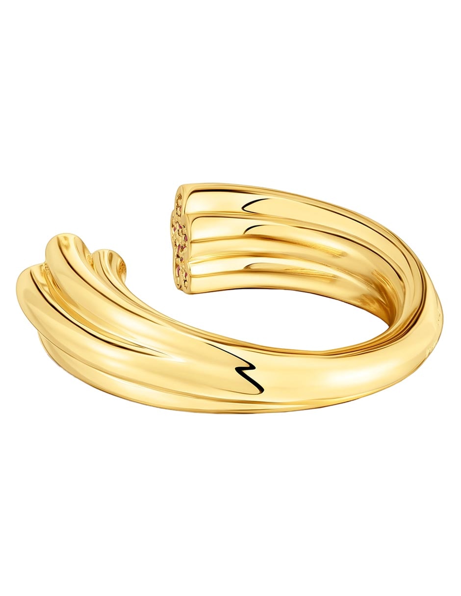 Anillo redondo 1950 de plata P 925 rodolita baño de oro 3