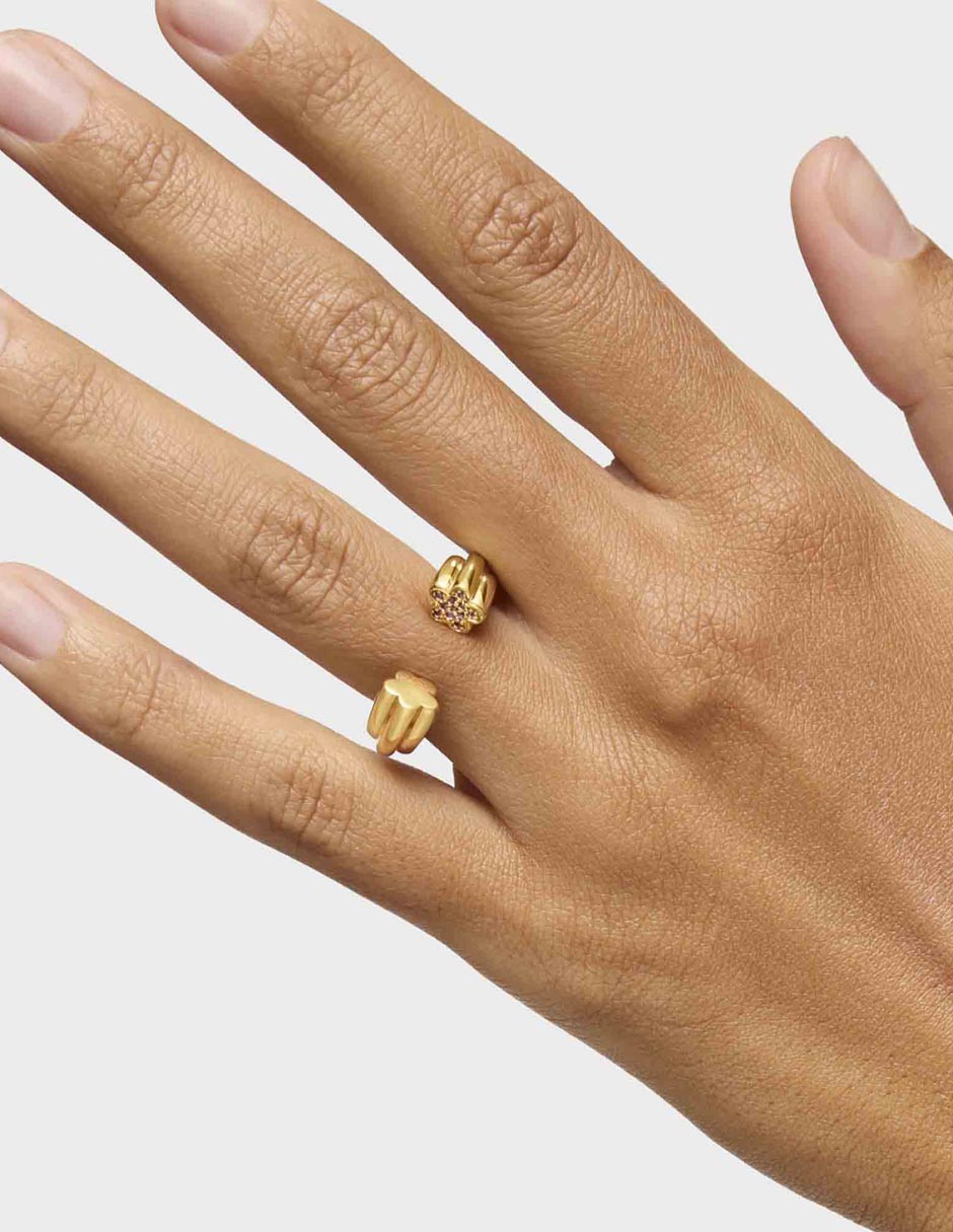 Anillo redondo 1950 de plata P 925 rodolita baño de oro 6