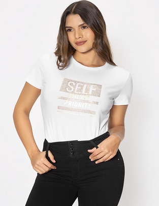 Playera manga corta cuello redondo para mujer Playera manga corta cuello redondo para mujer